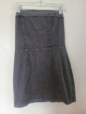 Lumiere Strapless Washed Black Denim Dress